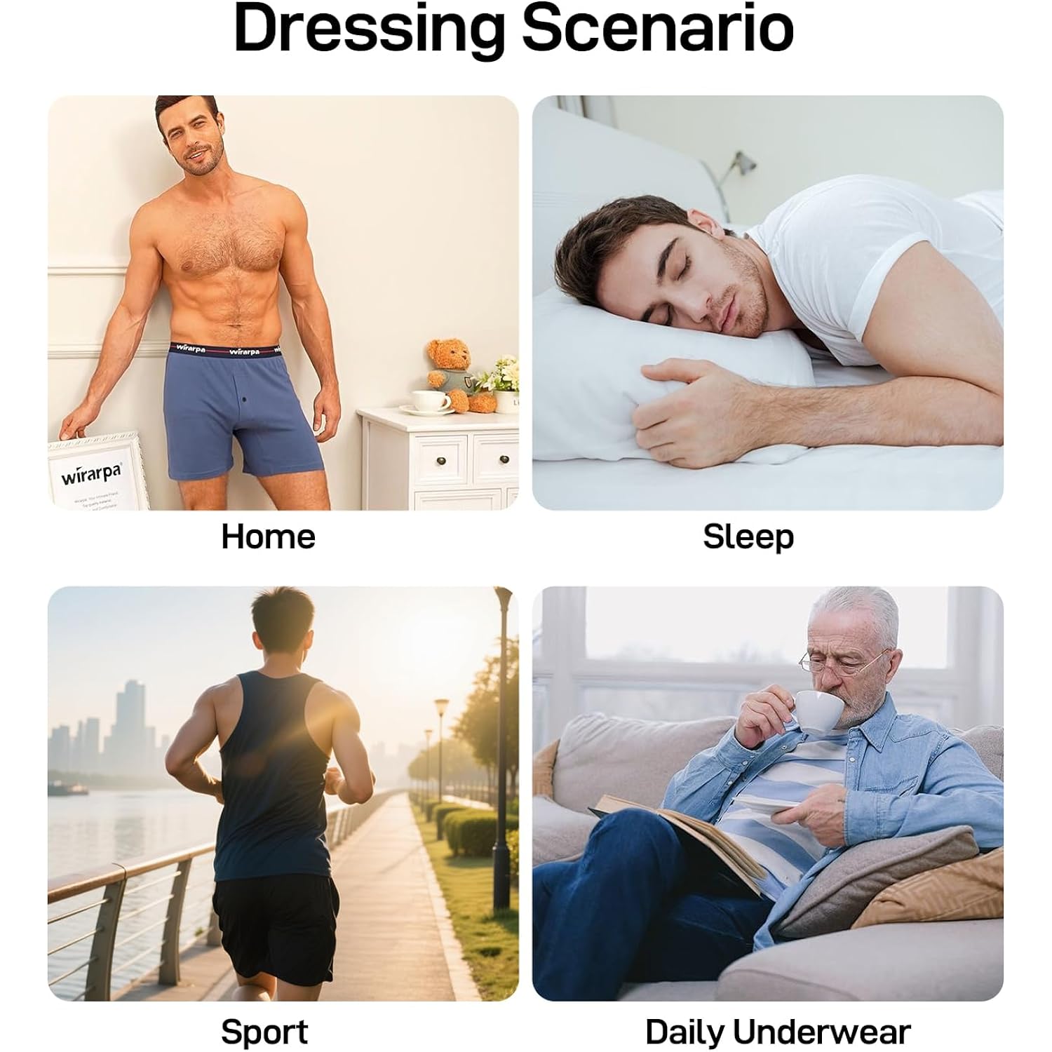 Wirarpa Men'S 100% Cotton Boxer Shorts Button Fly Underwear 4 Pack | Relaxed Fit, Breathable, Tagless Comfort, Soft Waistband, Multiple Sizes And Colors