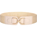 TRIWORKS Straw Woven Elastic Belt for Women Wide Boho Braided stretchy Belt Rattan Waist Belt for Dress