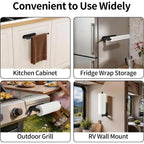 Paper Towel Holder Under Cabinet, Upgraded Dual-Rod Adhesive Paper Towel Holder With Longer Base, Stainless Steel Wall Mounted Holder For Kitchen Towels, No Drill, Black