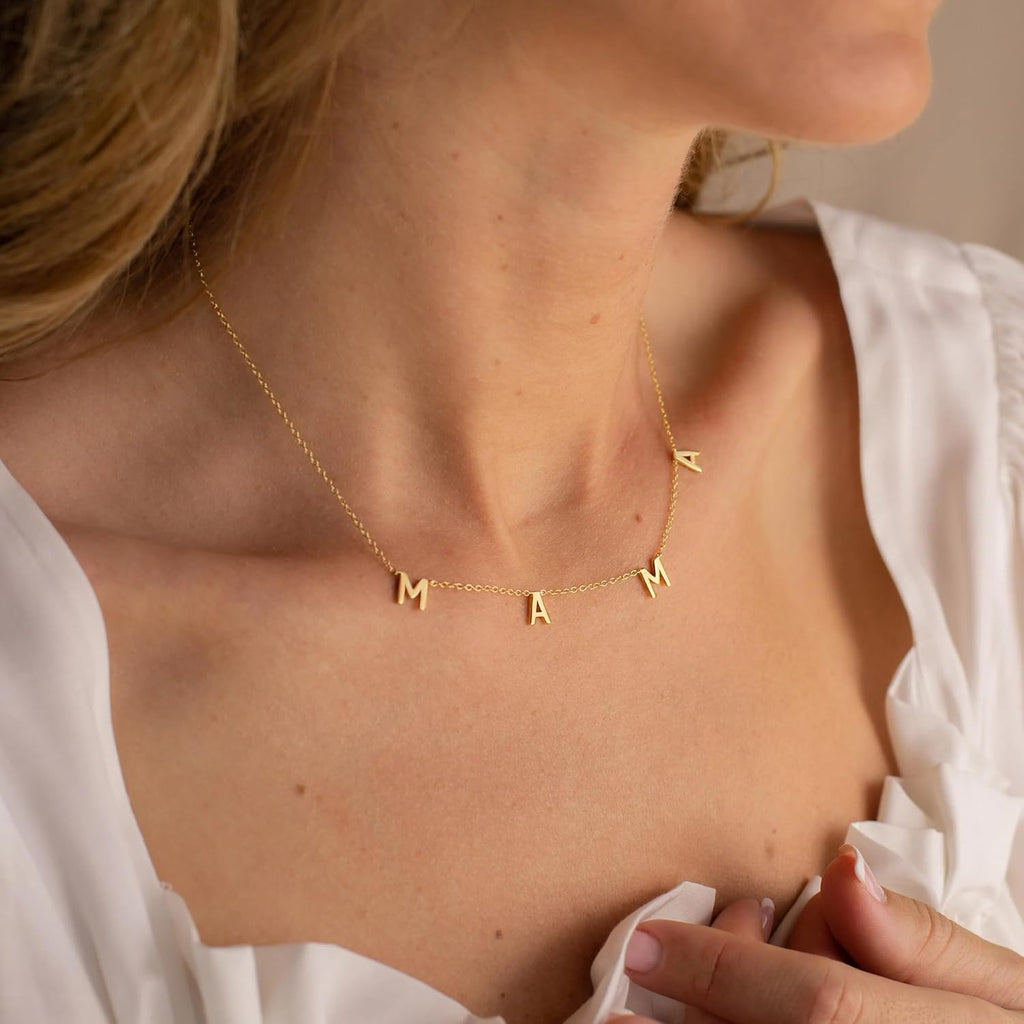 Eaciy Mama Necklaces for Women, Mother's Day Gifts for Mom, 14K Gold Plated Dainty Necklace Non Tarnish Jewelry, Gifts for New Mom