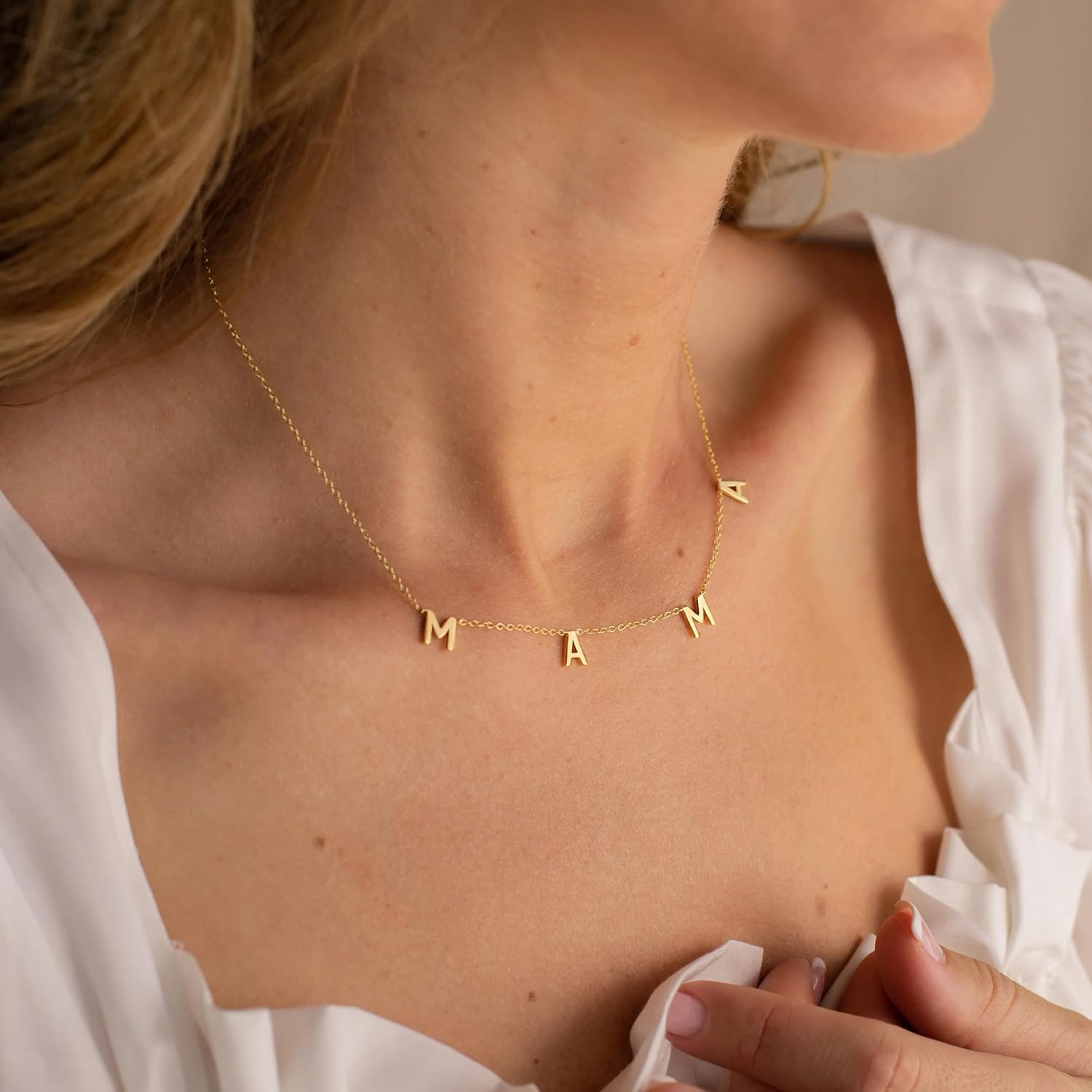 Eaciy Mama Necklaces for Women, Mother's Day Gifts for Mom, 14K Gold Plated Dainty Necklace Non Tarnish Jewelry, Gifts for New Mom