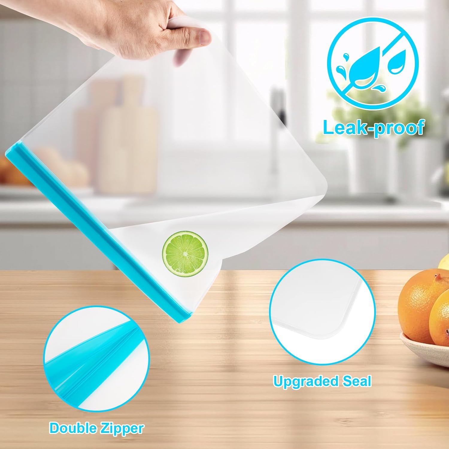 12 Pack Reusable Freezer Bags Dishwasher Safe, Leakproof Food Storage Bags, Silicone Bags For Food Storage Home Organization (4 Reusable Snack Bags 4 Sandwich Bags 4 Gallon Freezer Bags)