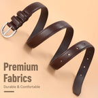 SANSTHS Women Leather Belt for Jeans Pants Fashion Ladies Skinny Belt for Dresses Thin Belt with Single Prong Buckle