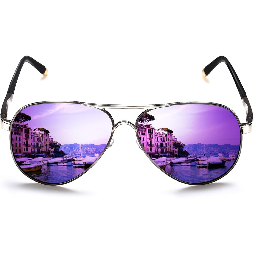 ROCKNIGHT Polarized Aviator Sunglasses for Men Women Metal Flat Top Sunglasses lightweight Driving UV400 Outdoor 58mm