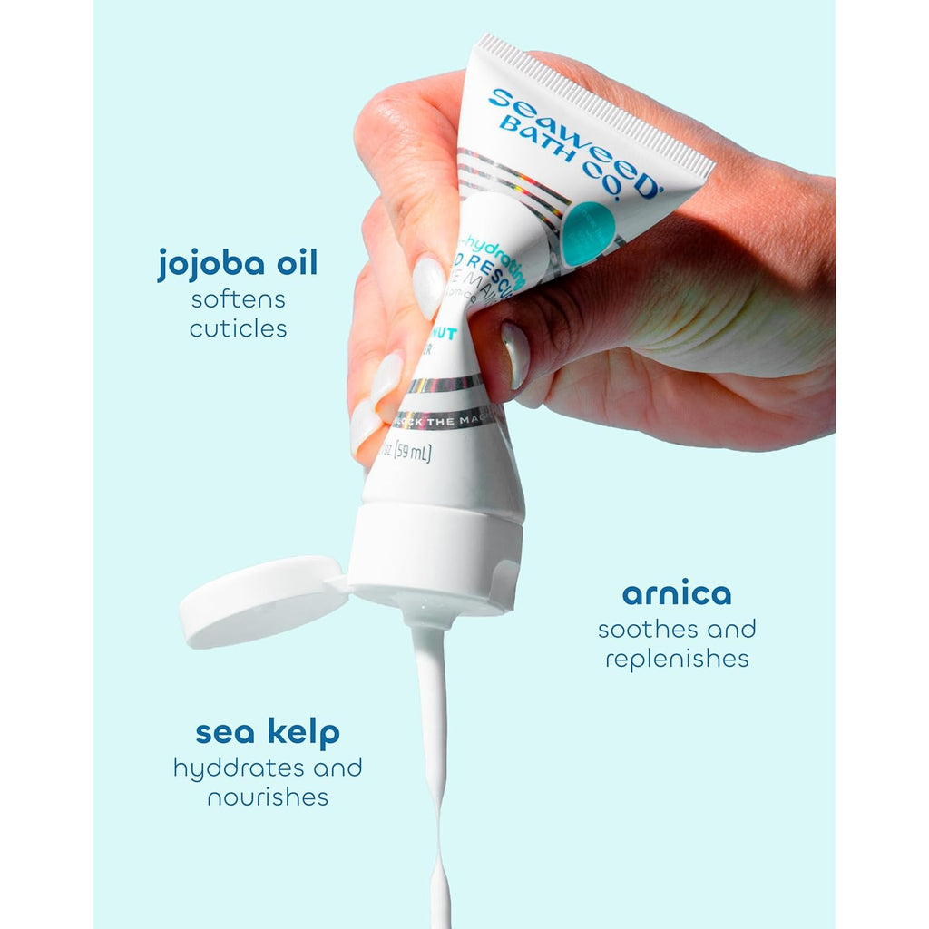 Seaweed Bath Co. Ultra-Hydrating Hand Rescue Moisturizing Cream - Coconut Water Scent - Sustainably Harvested Seaweed, Sea Kelp, Arnica to Soothe Dry, Rough Skin - 2 oz