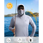 Sun Shirt Upf 50+ Men'S Fishing Long Sleeve Uv Protection Hoodie Hiking Rash Guard Swimming Running