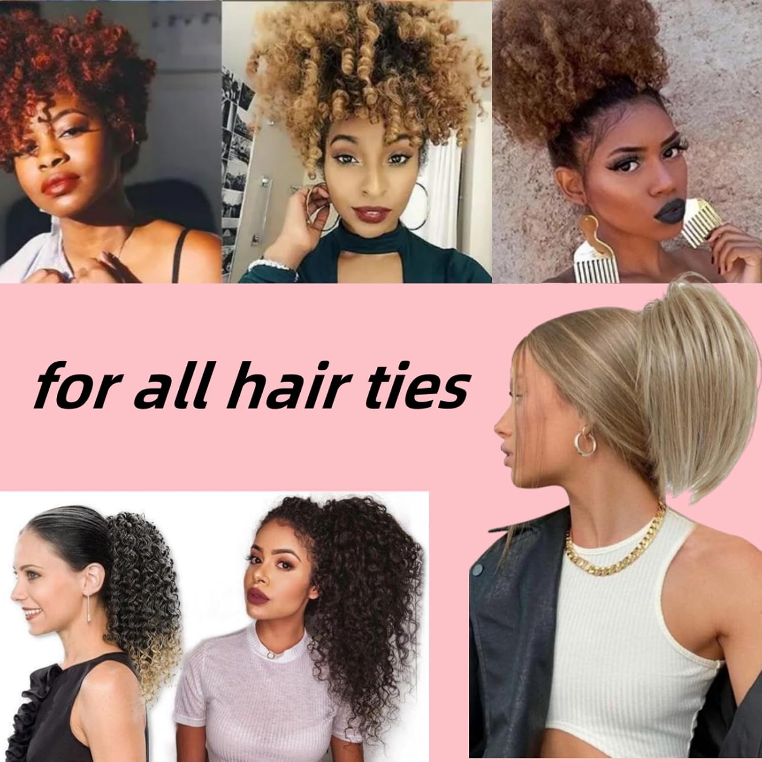 2 Pcs Adjust Satin Hair Tie, Satin Scrunchies For Women Girls, Adjustable Hair Ties For 4C Girlie Thick Curly Natural Hair, No Damage Hair Accessories For Afro Puff Loc Ponytails (Black)