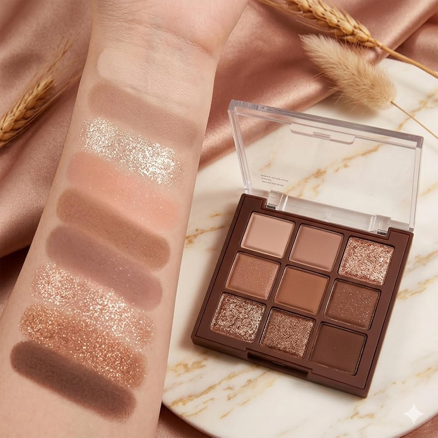 Erinde 9 Colors Eyeshadow Palette, Matte Shimmer Glitter Eye Shadow Palette Makeup, Highly Pigmented Long Lasting Waterproof, Natural Neutral Nude Eyeshadow Makeup Pallet, Chocolate Brown