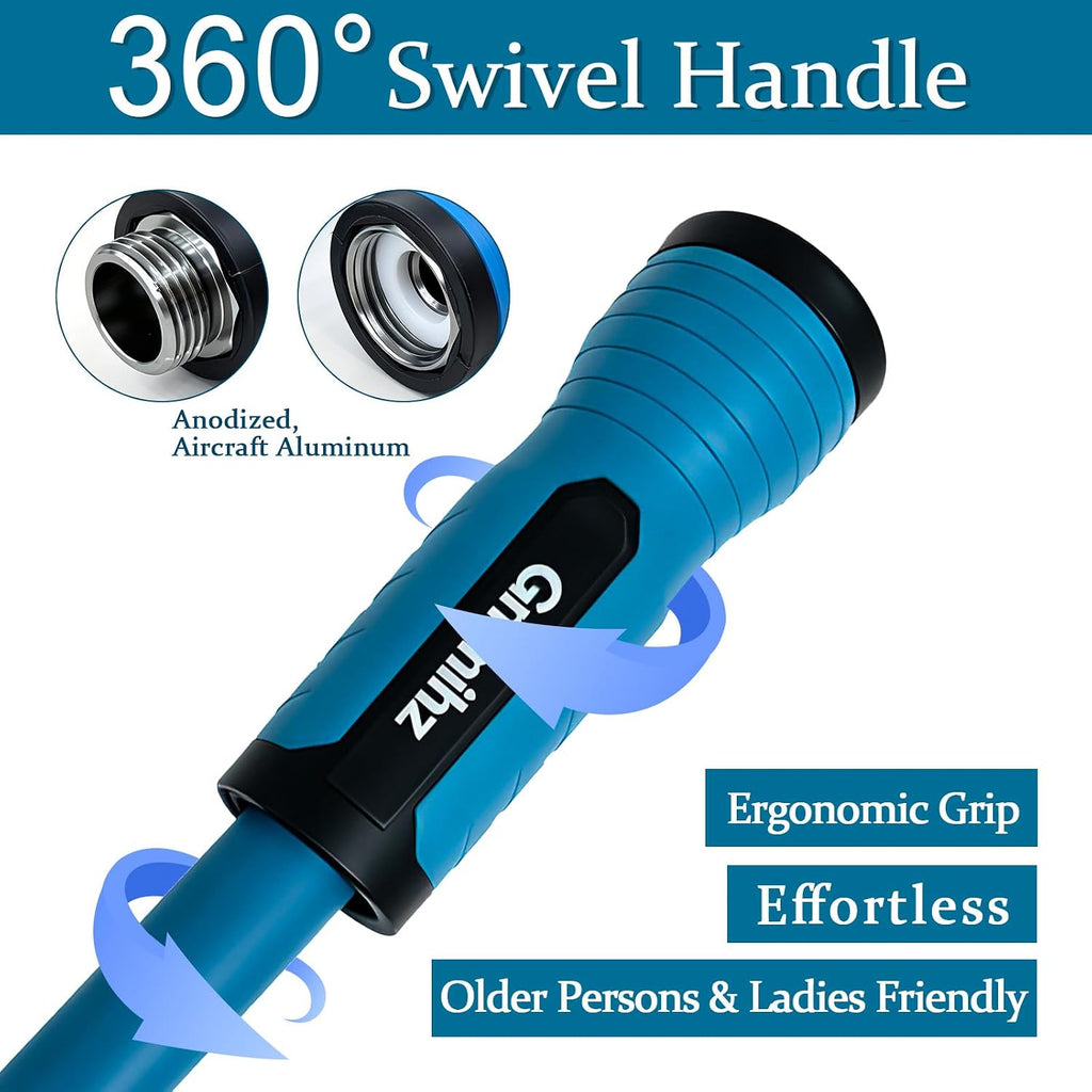 Garden Hose 5/8 In X 50 Ft, Made Of Tpe (Betterthan Pvc/Hybrid Polymer), Lightweight Yet Durable Water Hose With Ergonomic Grip, Drinking Water Safe Material, All-Weather, 3/4" Ght Fittings