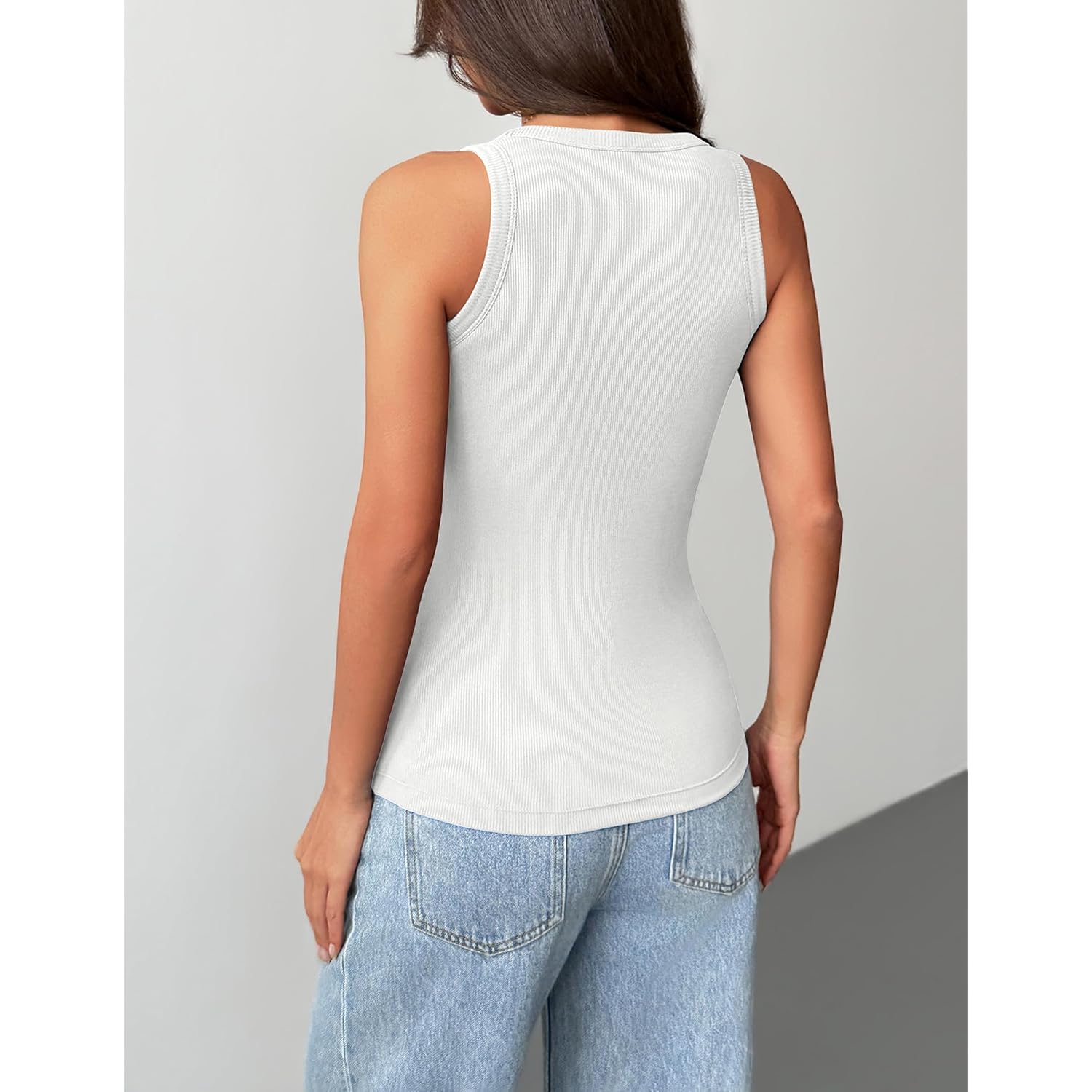 Zeagoo Tank Tops with Built in Bra for Women Sleeveless Crewneck Racerback Ribbed Fitted Tops Basic Summer Clothing 2026
