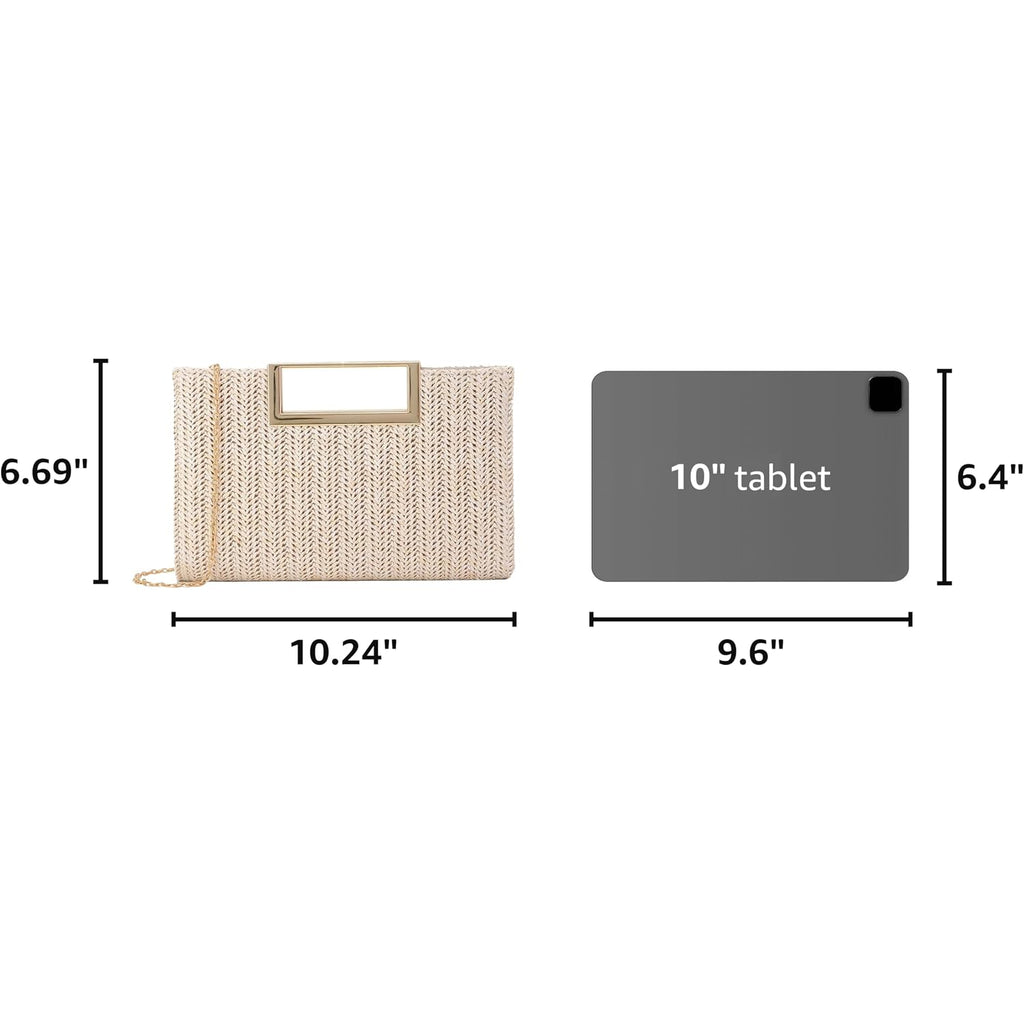 Top Handle Straw Clutch For Women Summer Clutch Straw Evening Bag Raffia Crossbody Purses Woven Beach Clutch