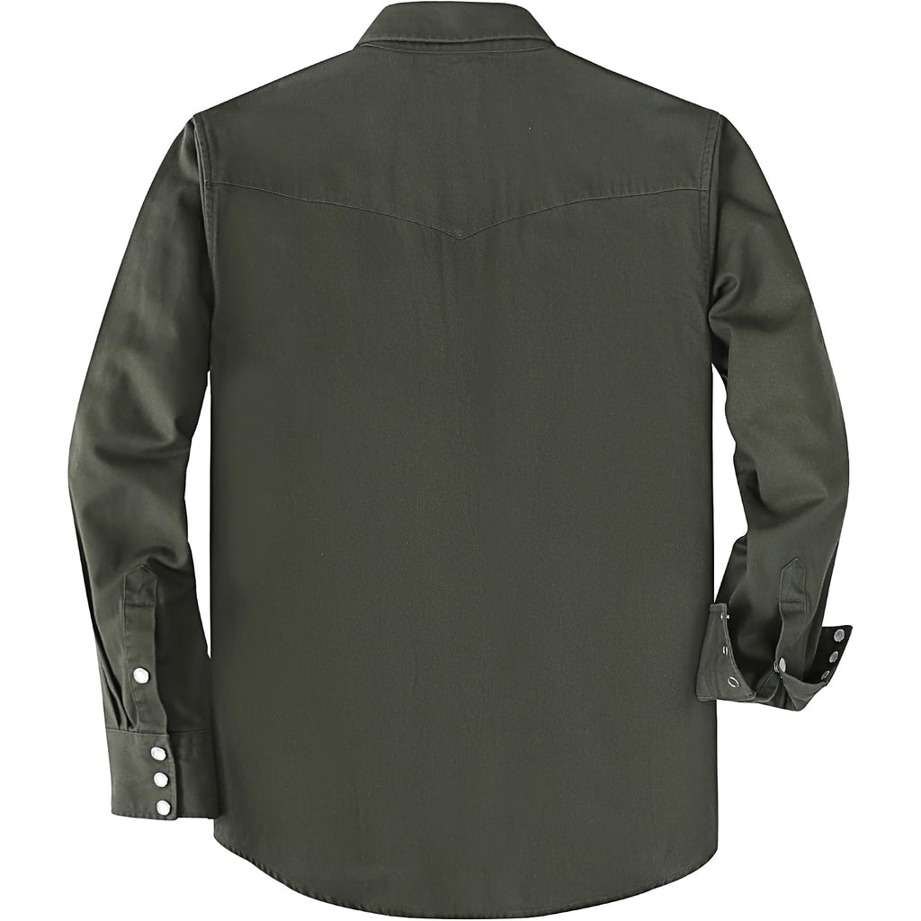 Dubinik® Long Sleeve Pearl Snap Shirts For Men Western Cowboy Shirt Casual Work Button Down With Pockets Comfortable Fit