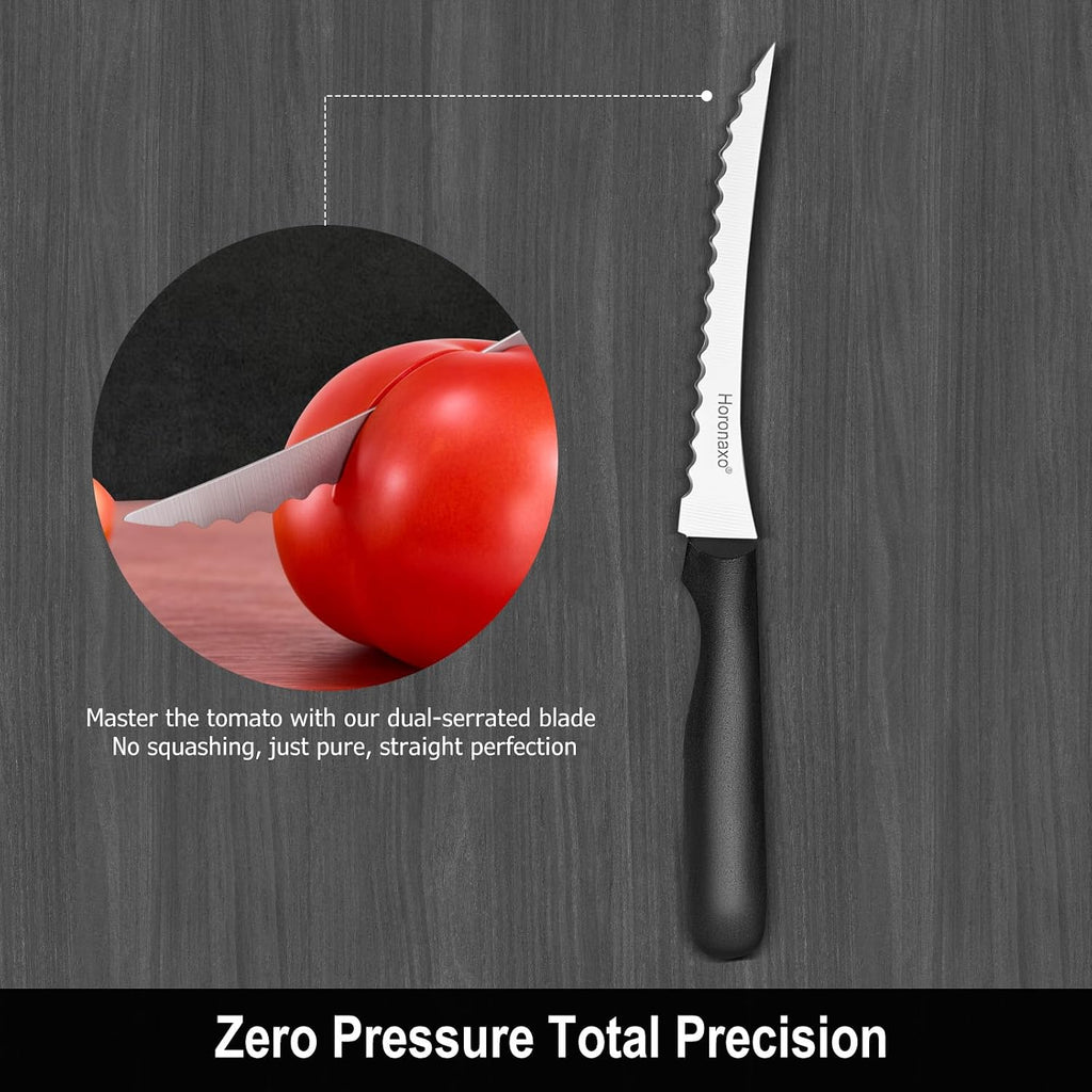 Tomato Slicer, Tomato Knives 2-Piece Serrated Tomato Knife With 6 Inch High Carbon Stainless Steel Blade, Ergonomic Handle For Fruits And Vegetables