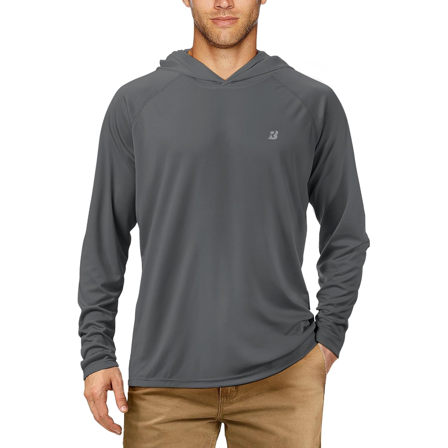 Roadbox Upf 50+ Fishing Shirts For Men, Long Sleeve Uv Sun Protection Hoodie, Outdoor Hiking Running Swimming Rash Guard