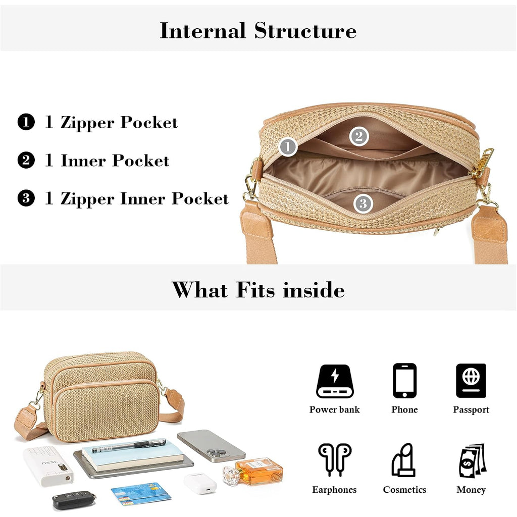 Faux Straw Crossbody Bags For Women Small Summer Purse 2026 Rfid Woven Raffia Bag For Hawaiian Beach Cruise Travel