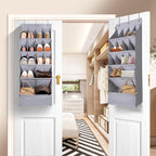 1 Pack Over-The-Door-Shoe-Organizers,Hanging Organizers With Large Pocket Shoe Holder Hanging Shoe Rack For Closet Shoe Organizer For Wall, Over Door Organizer With 15 Pockets Gray