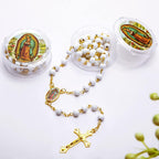 Jadive 100 Pcs Scented Rosary Beads Necklace with Gift Box Lady Guadalupe Wooden Rosary Beads Bulk with Crucifix for Women Men First Communion Baptism Favors Catholic Gifts