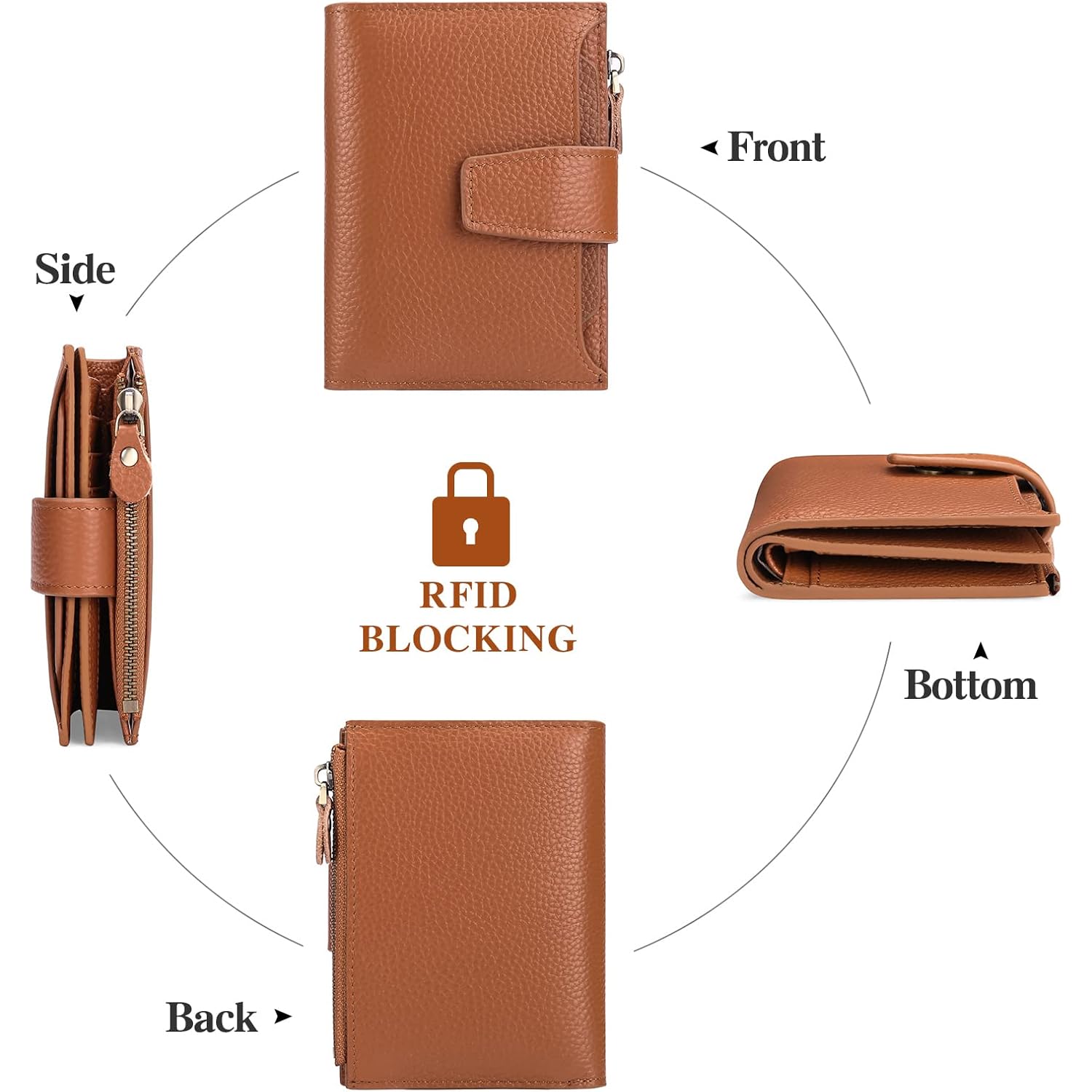 FALAN MULE Small Wallet for Women Leather Bifold Compact RFID Blocking Small Womens Wallet Purse