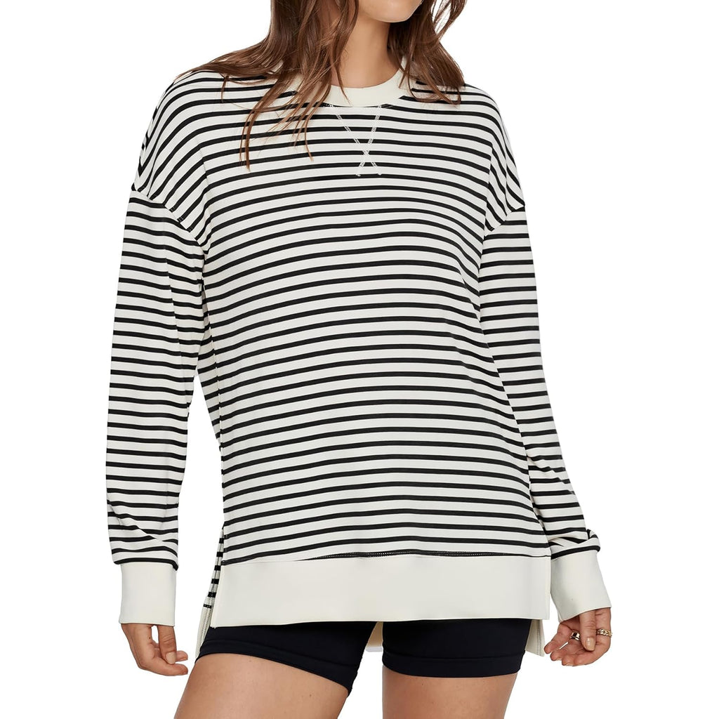 Women's Long Sleeve Crewneck Sweatshirt Lightweight Basic Soft Loose Pullover Sweatshirts