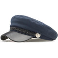Women Newsboy Cap Fiddler Caps Classic Beret Hat Fisherman Flat Hats Navy Blue