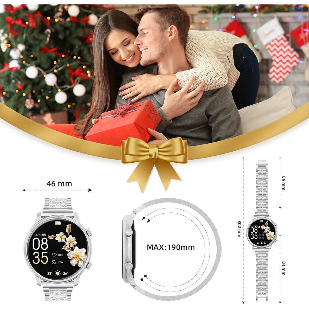 Hwagol Smart Watches for Women Android Phones iPhone Compatible(Bluetooth Call),1.39'' Round Fitness Tracker Heart Rate/Sleep Monitor,100+Sport Modes Pedometer