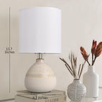 Set Of 2 Ceramic Table Lamp For Bedroom, Small Table Lamp White Farmhouse Rustic Lamp Set Bedside Table Lamps For Nightstand Side Table Lamps For Living Room, 13.7In