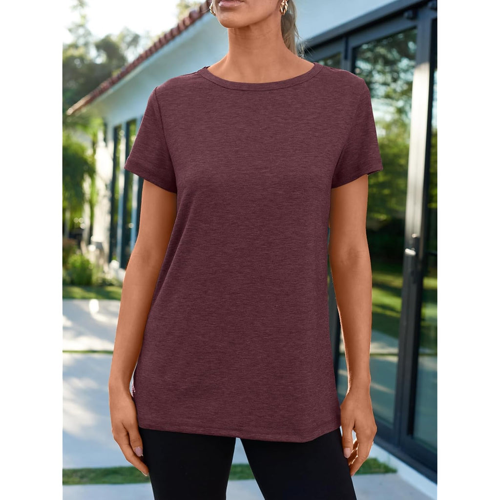 Women's Soft Basic Short Sleeve T-Shirt, Round Neck Tops Summer Casual Tee for Spring Shirts Clothes Everyday Wear