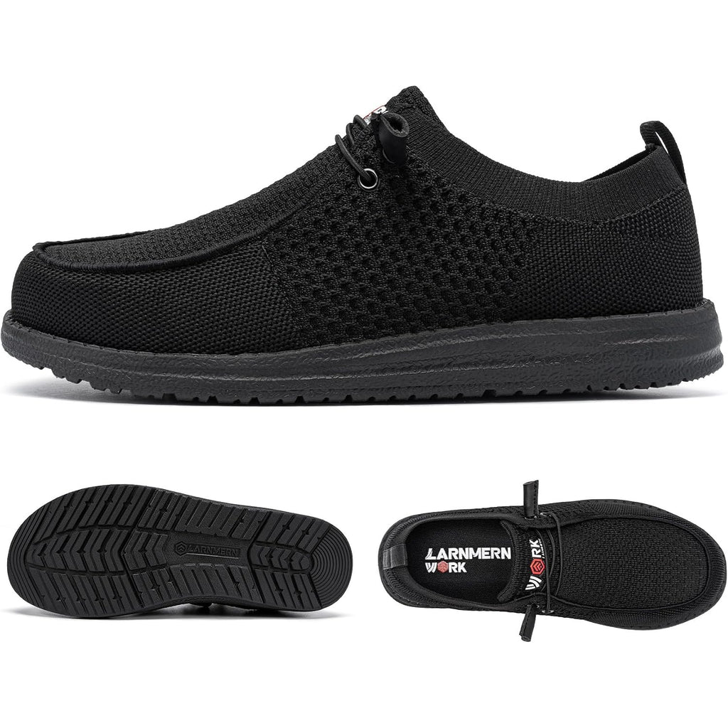 Larnmern Slip On Steel Toe Shoes Men Lightweight Comfortable Lounging Walking Sneakers Steel Toe Loafers