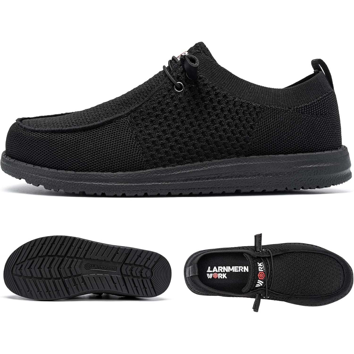 Larnmern Slip On Steel Toe Shoes Men Lightweight Comfortable Lounging Walking Sneakers Steel Toe Loafers
