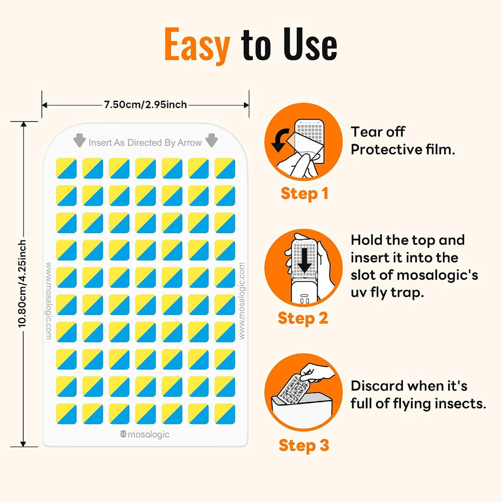 Mosalogic Sticky Card Plug Refill Replacement Glue Cards For Flying Insect Trap Indoor-10Pack (No Device)