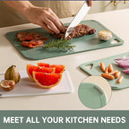 Plastic Cutting Board Set Of 3-Cutting Boards For Kitchen Bpa Free, Large-Small Chopping Boards Non-Slip For Cooking Camping Dishwasher Safe, Reversible, With Grip Handle, 15"×10"×0.25" Green