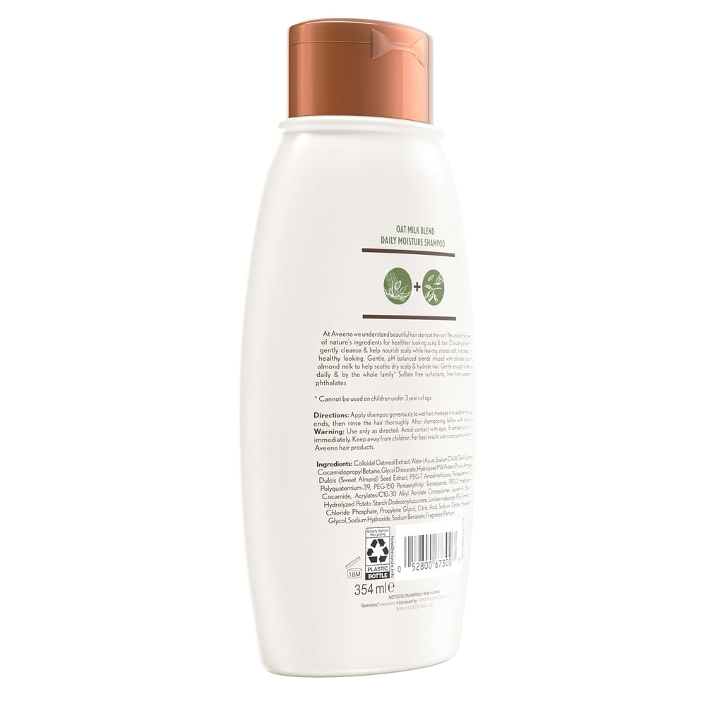 Aveeno Oat Milk Blend Moisturizing Shampoo, Ultra-Hydrating, For Dry, Damaged Hair, 12 Fl Oz