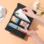 RNIEGA Leather Wallet for Women Trifold Womens' RFID Blocking Wallet Card Holder Purse Clutch with Zipper Coin Pocket,Soybean Sand