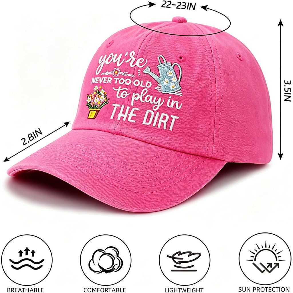 Gardening Hat for Women - Adjustable Cotton Garden Hat, Retirement Gifts for Mom Grandma, Gardening Essentials Pink