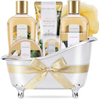 Gift Baskets For Women, Spa Luxetique 8 Pcs Vanilla Mothers Day Gifts For Mom, Birthday Bath And Body Set, Self Care Kit For Her, Including Bubble Bath, Shower Gel, Body Lotion