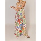 Amiblvowa Women Floral Maxi Dress Sexy Sleeveless Backless A-Line Long Flowy Dress Back Cut Out Spaghetti Strap Sundress