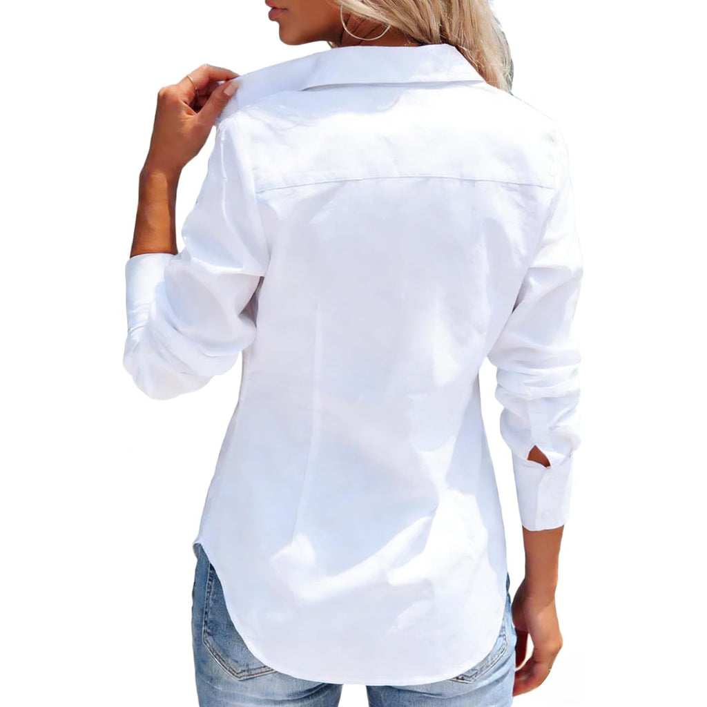 Button Down Shirts for Women Dress Shirt Long Sleeve Wrinkle Free Collared Blouse Work Business Office Solid Corset Tops