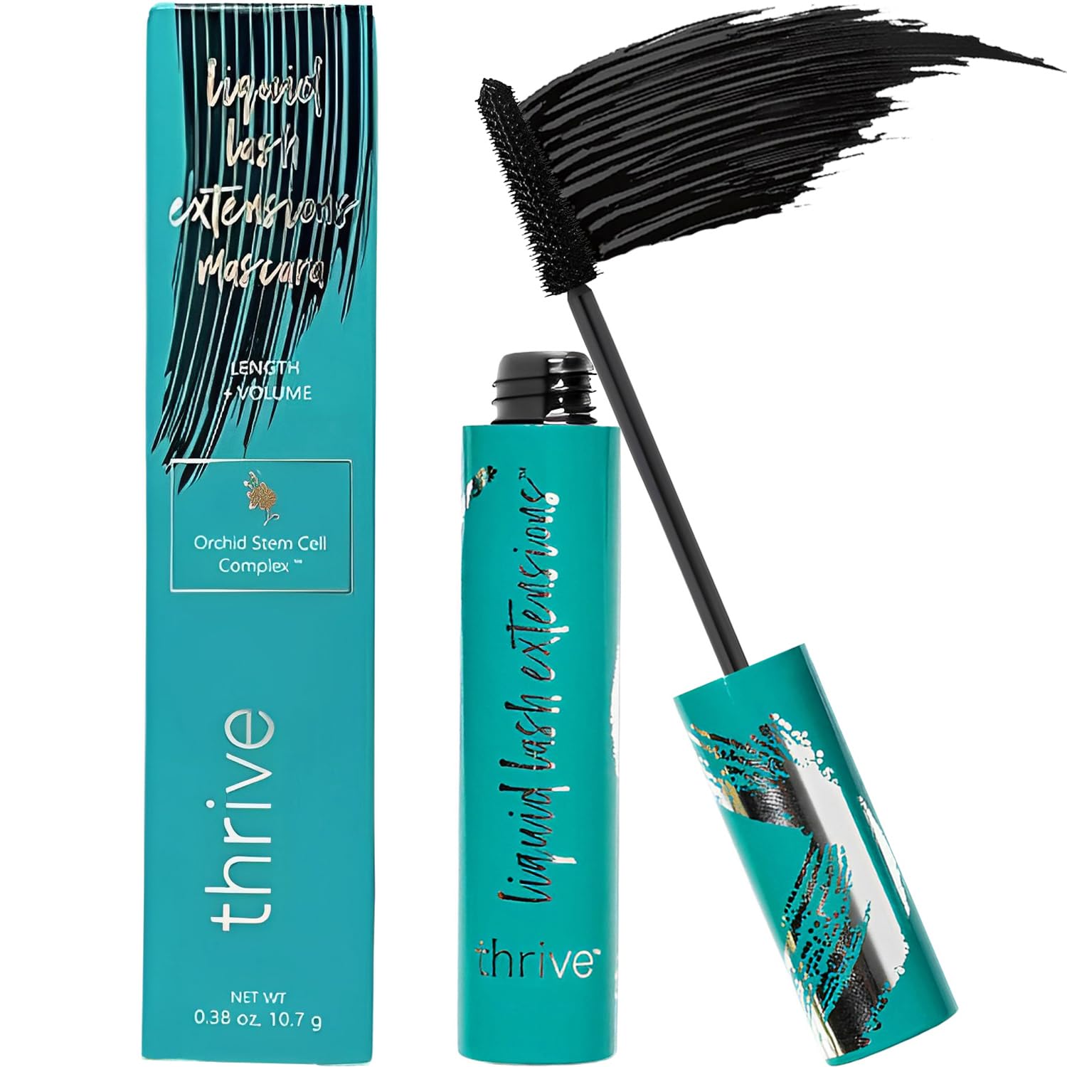 Thrive Mascara Extensions, Tubing Mascara Cosmetics Natural Lengthening Volumizing Eye Makeup, Waterproof & Smudge-Proof, Long-Lasting No Clumping or Flaking (Rich Black)