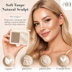 2-In-1 Contour & Highlighter Palette - Matte & Shimmer Face Makeup Duo, Highly Pigmented & Blendable Cheek Pallet, Long Lasting Sculpting Powder With Mirror 01 Soft Taupe (Natural Sculpt)