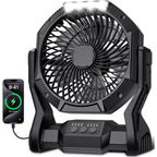 Portable Rechargeable Fan, 20000Mah Battery Powered Camping Fan With Led Light & Hook, 270° Adjustable, 4-Speed, 4H Timer Camping Essentials For Outdoor Tent Travel Bbq Car, Gifts For Men Dad