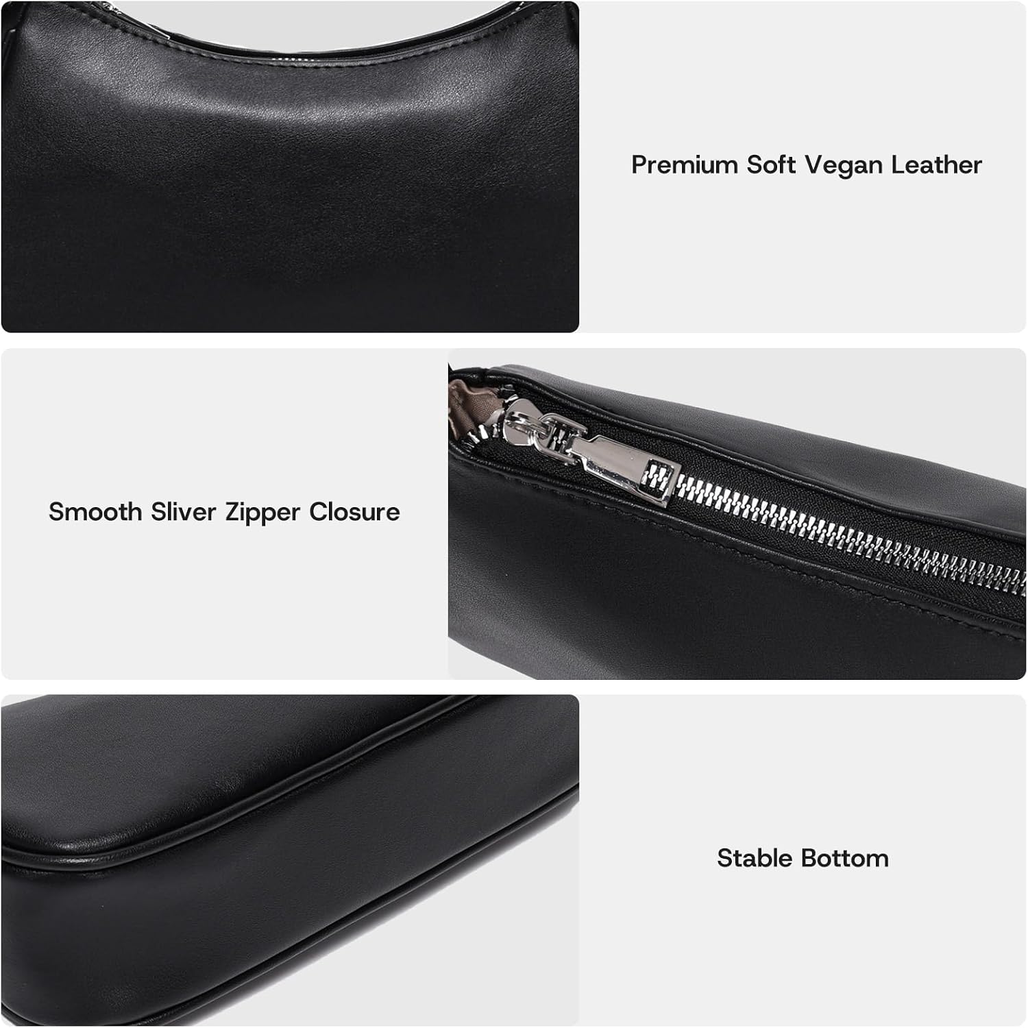 Small Shoulder Bag For Women Cute Mini Purse Trendy Vegan Leather Y2K Crescent Handbag