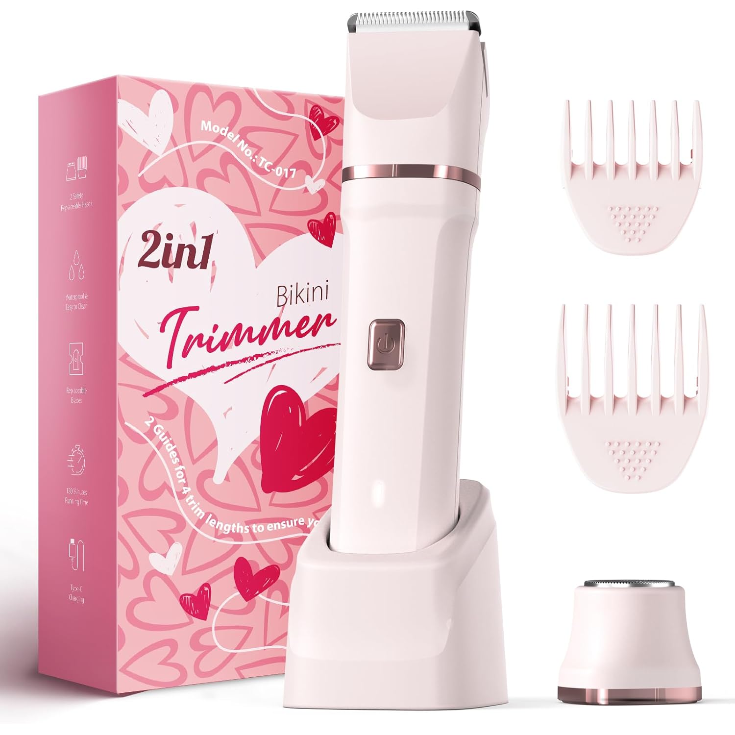 Risina Bikini Trimmer for Women - Painless Electric Razors for Silk Skin,Cordless Body Shaver with Ceramic Blade, Replaceable Lady Razor, IPX7 Waterproof & Easy Cleaning, Birthday Gifts for Women