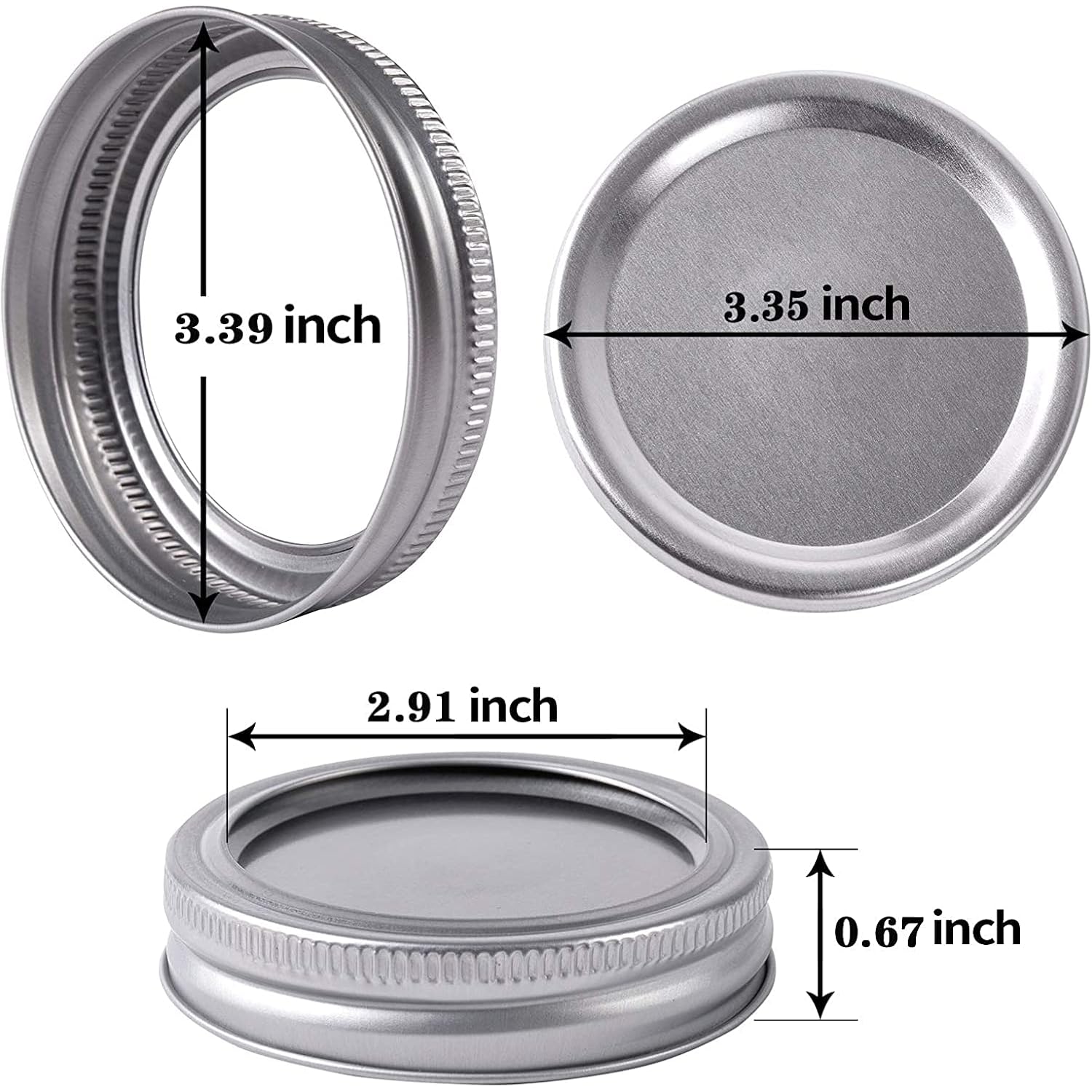 Wide Mouth Canning Lids and Rings for Ball or Kerr,Mason Jar Large Lids and Bands Set of 12