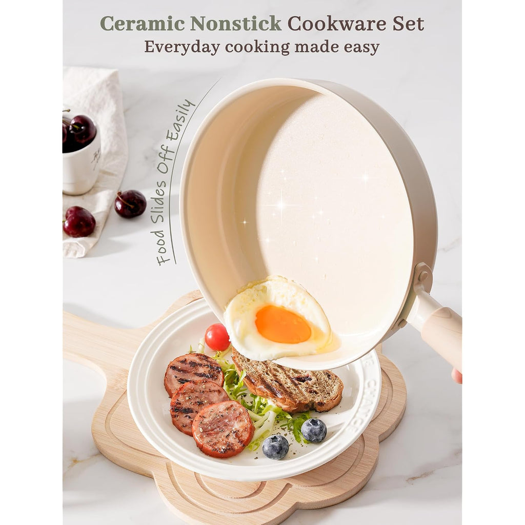 Astercook Pots And Pans Set Non Stick, Ceramic Cookware Set Non Toxic, 18 Pcs Dishwasher Safe Induction Cookware For Everyday Cooking & Housewarming Gifts
