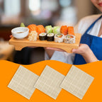 4 Pcs Bamboo Roll Sushi Mat, Sushi roll maker for Kimbap Sushi Maki Rolls, Easy Homemade (9.5" x 9.5")