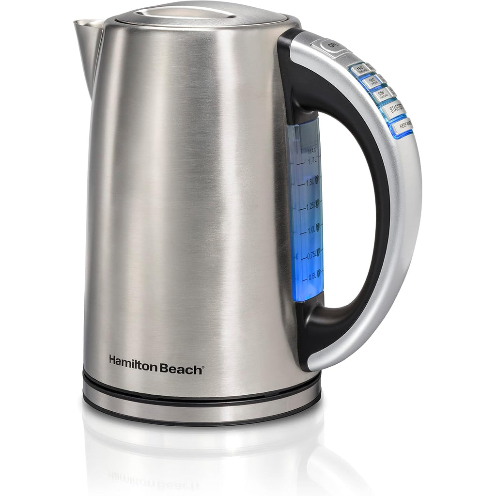Hamilton Beach 1.7 Liter Temperature Control Electric Kettle, Water Boiler & Heater, Fast Boiling 1500 Watts, BPA Free, Cordless, Auto-Shutoff and Boil-Dry Protection, Stainless Steel (41020R)