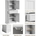 Choochoo 51" H Bathroom Floor Cabinet With Drawers And Adjustable Shelves | Bathroom Storage Cabinet, Freestanding Kitchen Pantry Cupboard With 4 Doors For Living Room, White