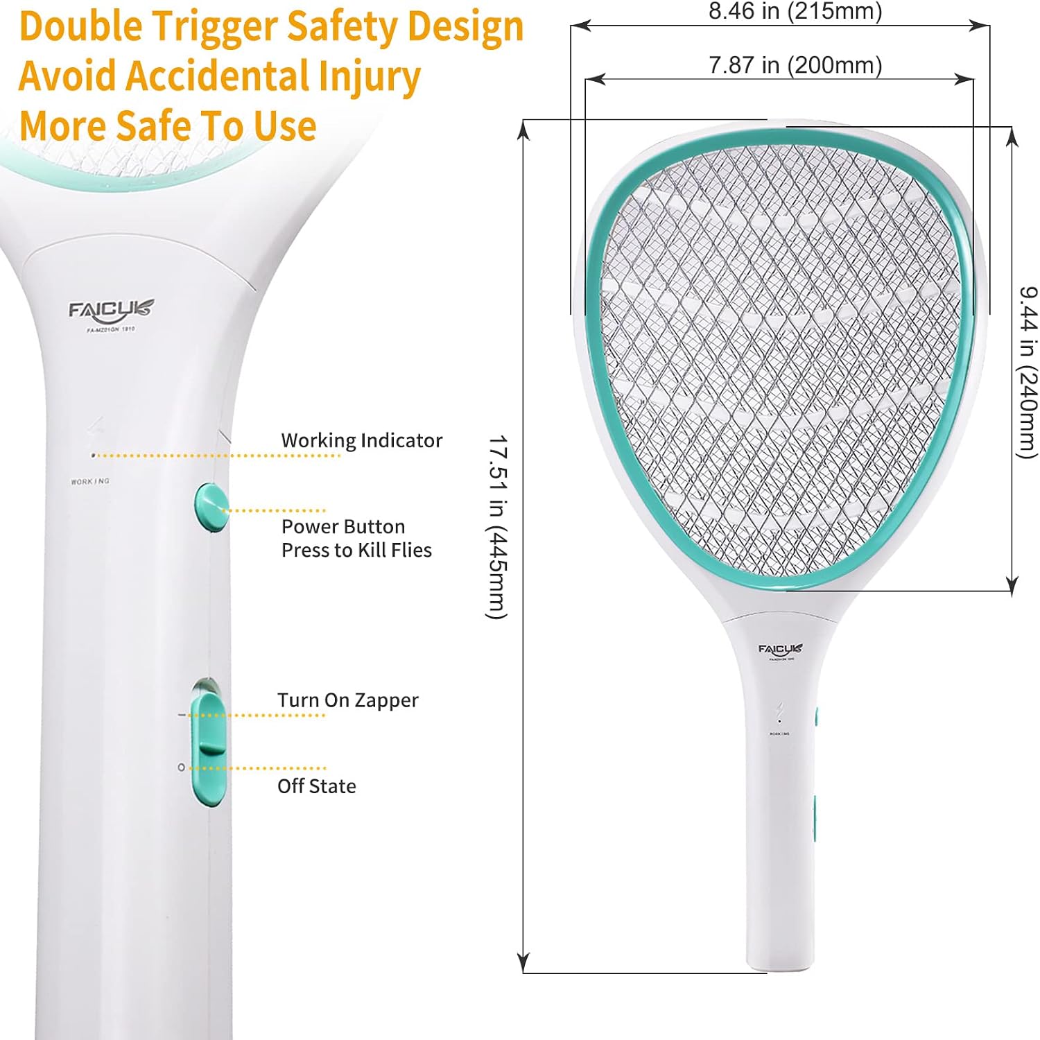 Faicuk Handheld Bug Zapper Racket Electric Fly Swatter