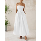 Prettygarden Women 2026 Summer Elegant Strapless Maxi Dress Tube Top Dress A Line Flowy Long Wedding Party Cocktail Dresses