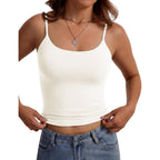 LOMON Womens Camisole Tops Padded Double Lined Cami Top Square Neck Spaghetti Strap Tank Slim Fit Basic Layering
